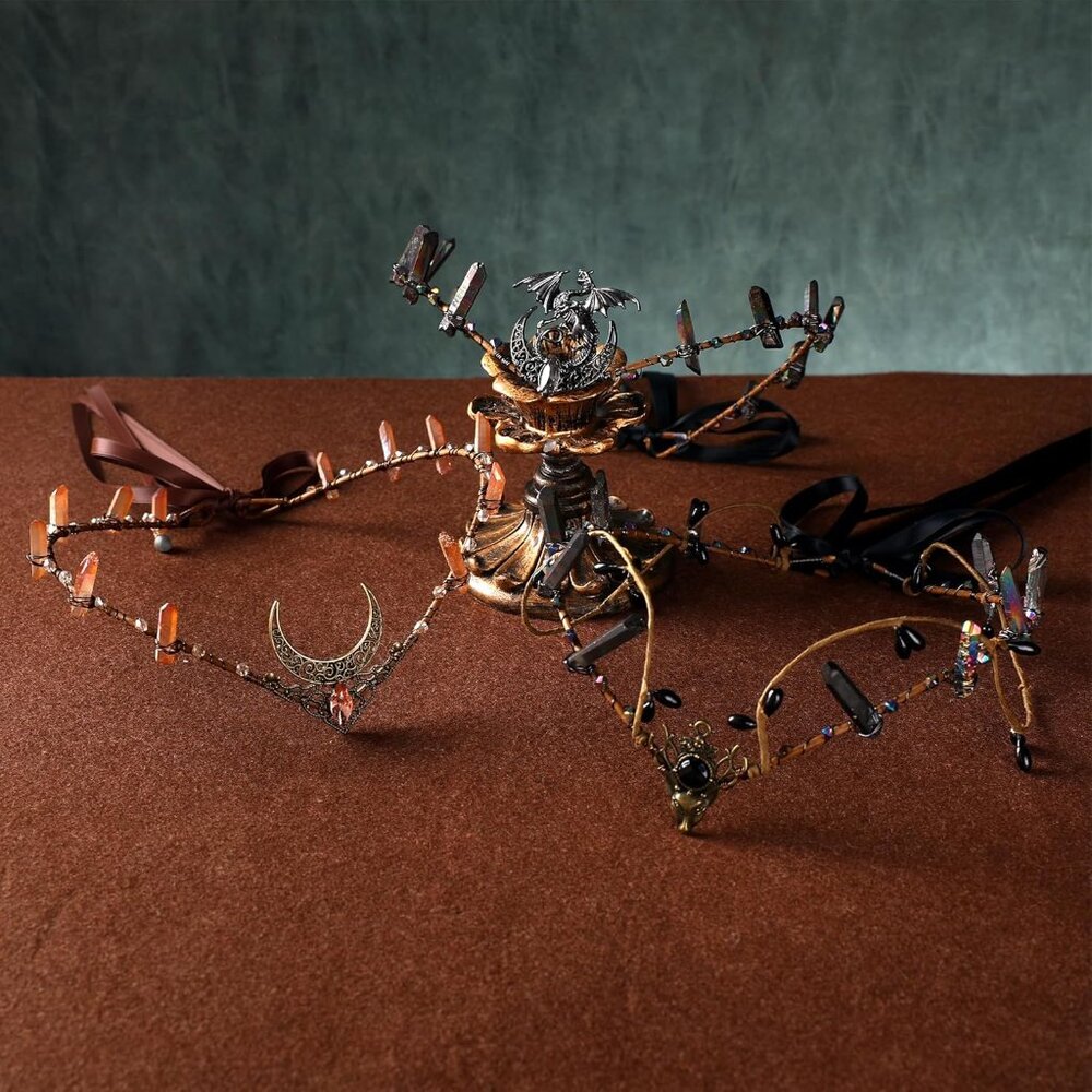 Elf Crystal Crown Tiara - Fairy Headpiece Viking Headband Elven Circlet for Rena - Picture 6 of 7